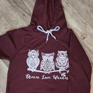 Maroon Owl Hoodie Sweatshirt